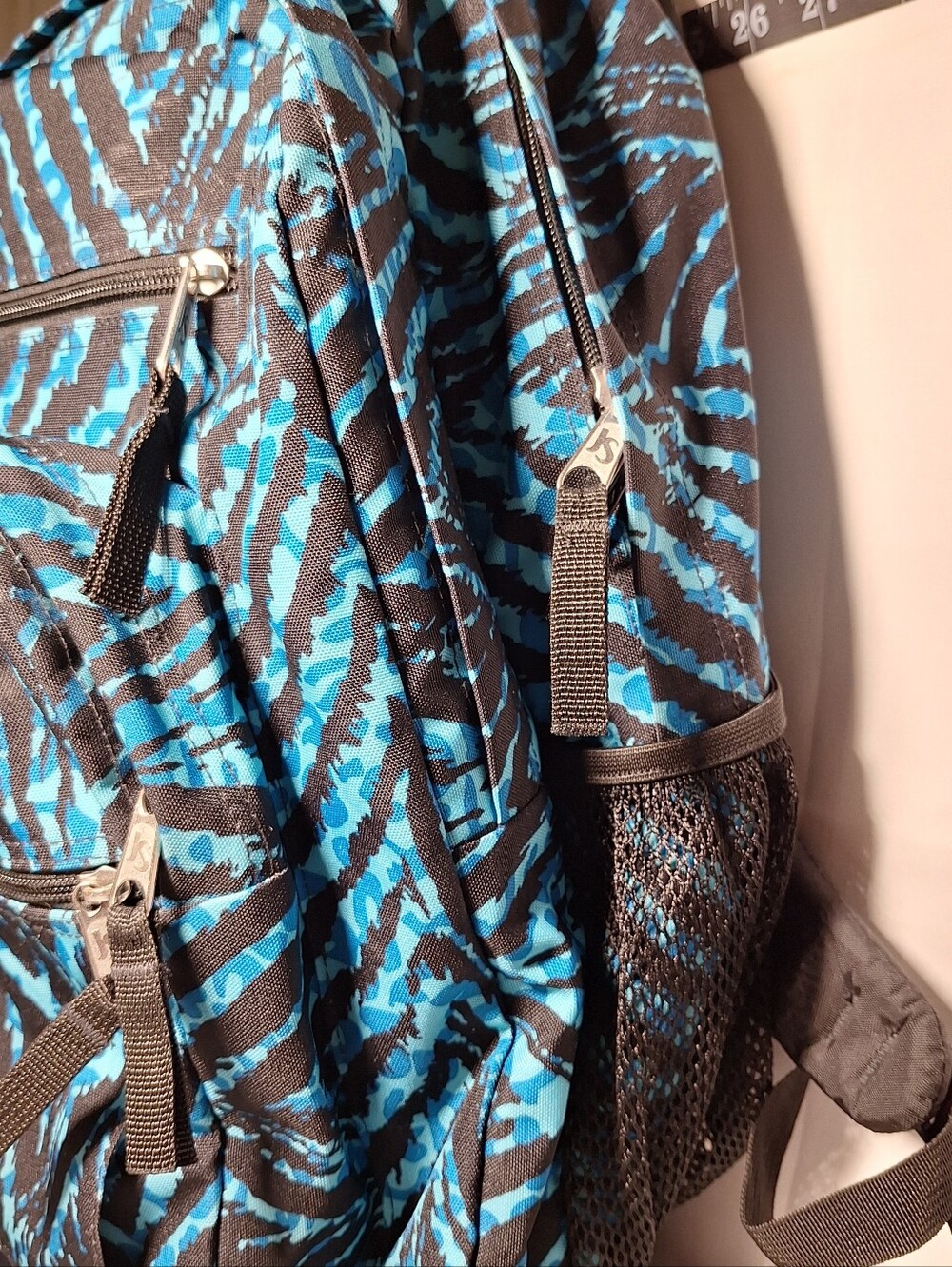 Jansport Backpack, Zebra Stripes, Black & Blue - Picture 4 of 16